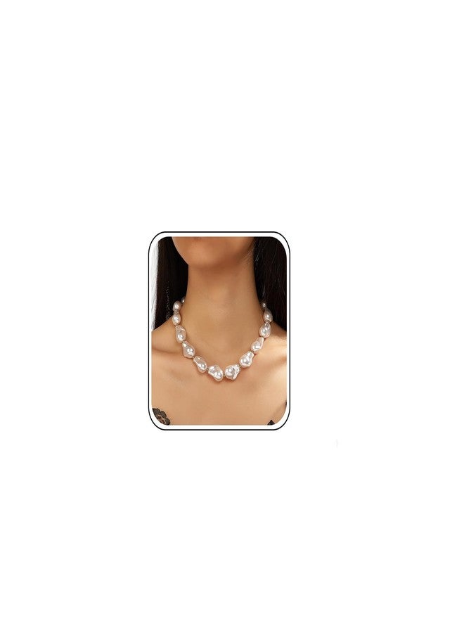Cicod Baroque Pearl Necklace for Women: Chunky, Irregular Pearl Choker Necklace, White Pearl Beaded, Prom Wedding Bridal Bridesmaid Jewelry Gifts - Image 1